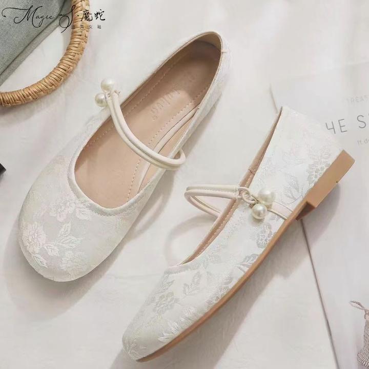 【万达撤柜】中式国风软底鞋2025低跟百搭晚晚温柔风配玛丽珍女鞋