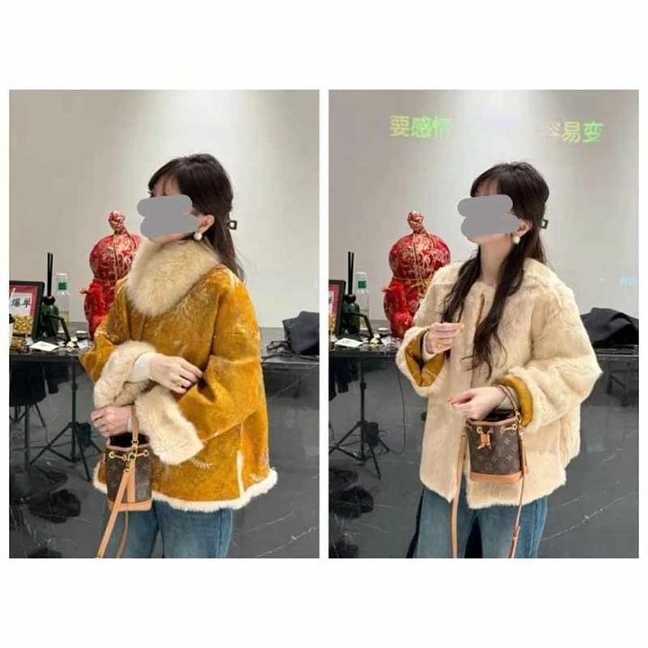 【橘金岁月】冬季双面可穿新中式刺绣加厚毛毛外套2025新款过年战袍