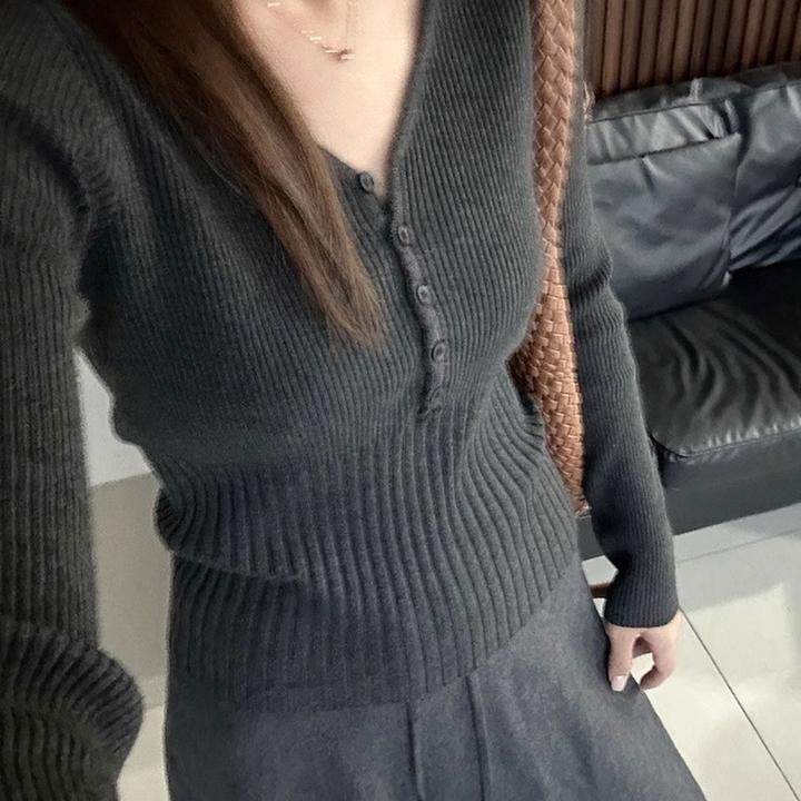 Mandsibil曼德西比利花边低v领100纯山羊绒衫女修身秋冬打底毛衣
