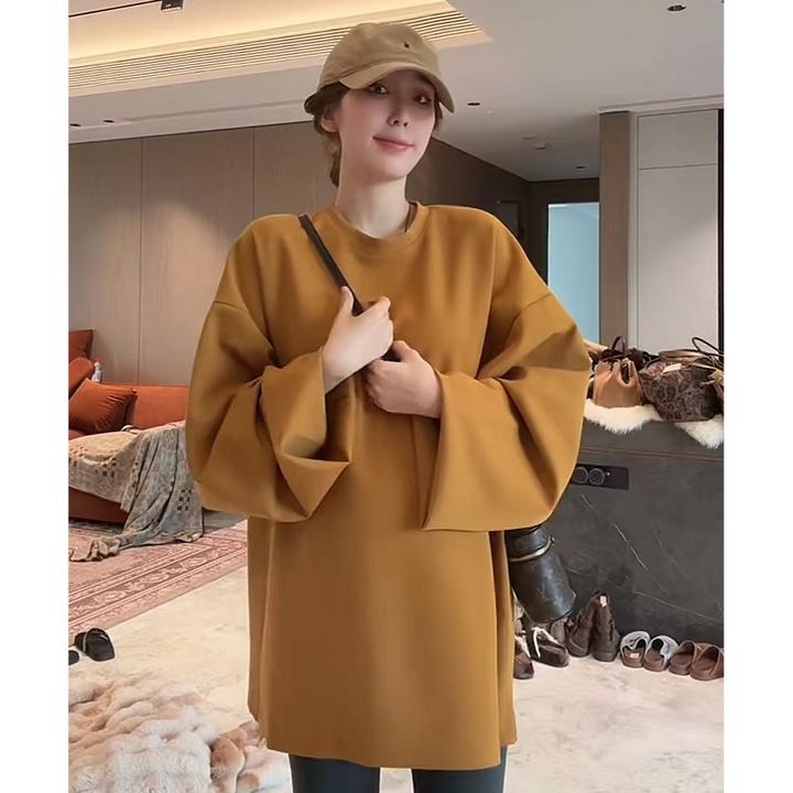 徐靖靖【奶皮卫衣】秋季简约长袖韩版休闲宽松T恤女显瘦上衣2509151