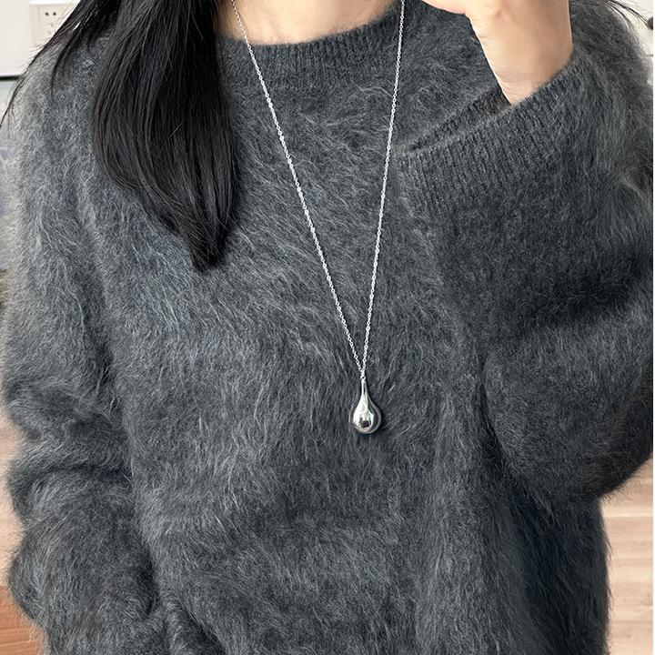铜合金项链 韩系水滴吊坠长款项链简约时尚小众高级感百搭毛衣链