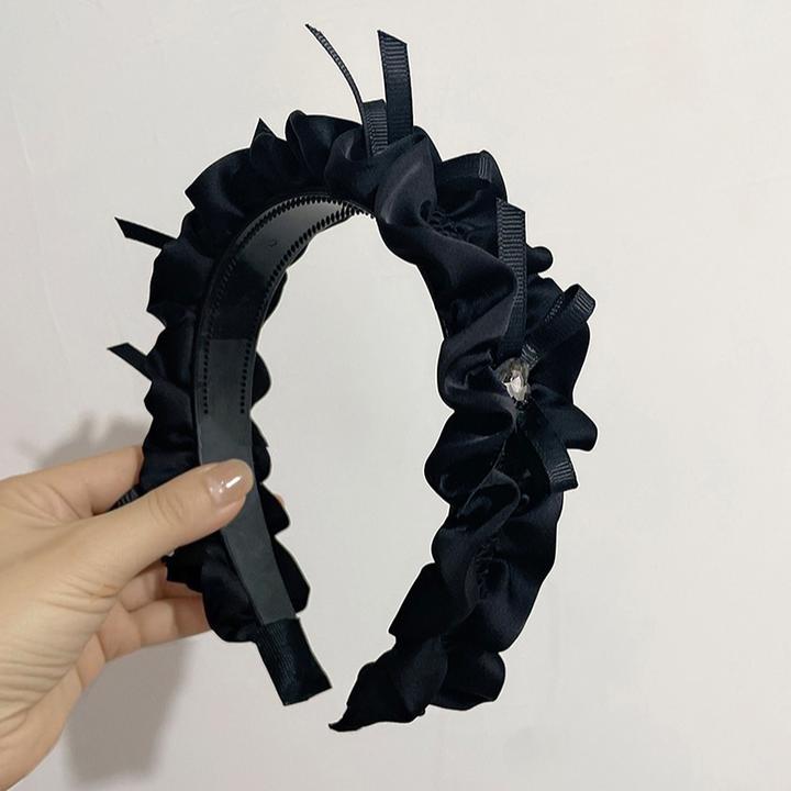 缎面发饰日韩纯色法式复古气质百搭女发箍黑色时尚宽边网红头饰