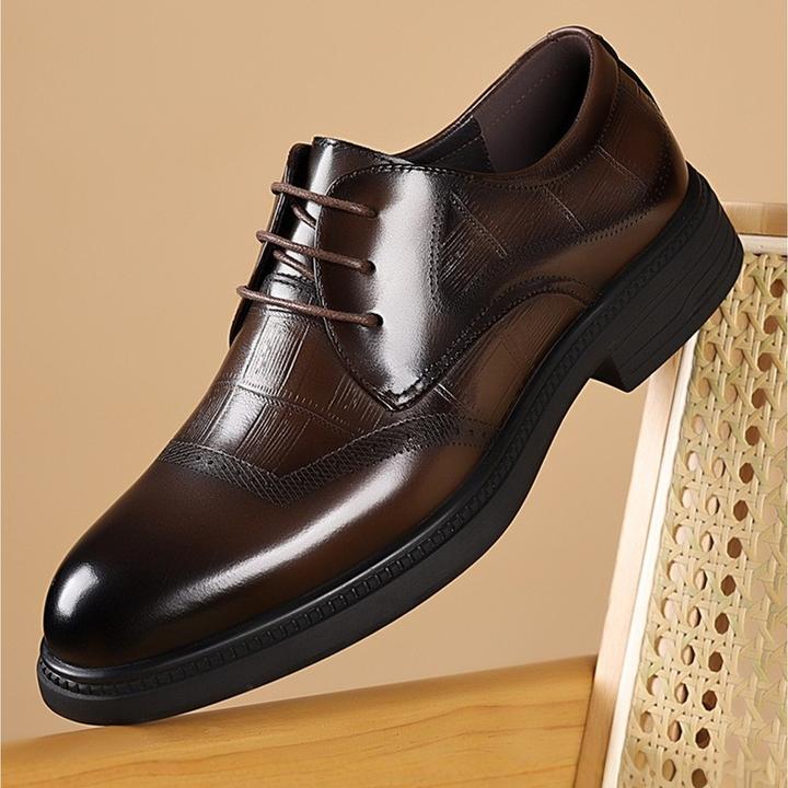 2025秋季新款头层牛皮商务正装皮鞋男结婚真皮软底职场通勤德比鞋