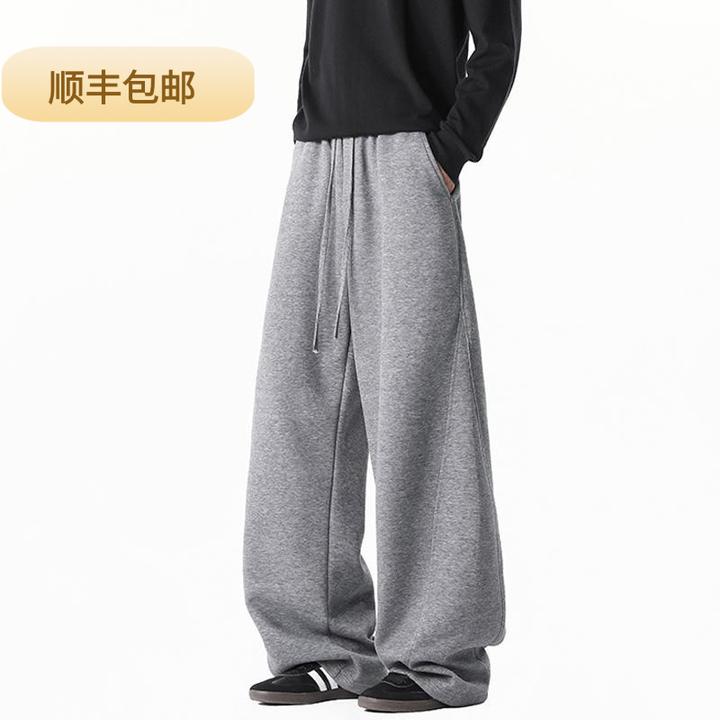 欧美风潮流直筒休闲裤男女休闲卫裤秋冬必备百搭舒适阔腿宽松卫裤