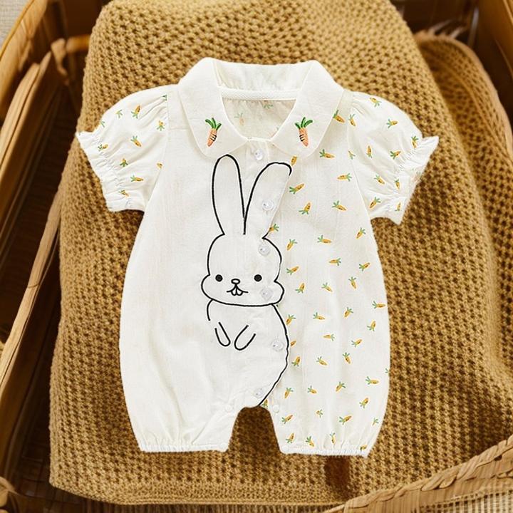 巴拉中小童婴幼儿连体衣服夏装短袖洋气哈衣可爱宝宝外出服夏季新