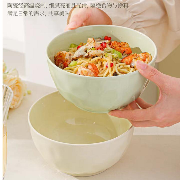 1/2/3/4只6英寸奶油色简约石纹陶瓷家用大碗米饭碗汤碗网红餐具