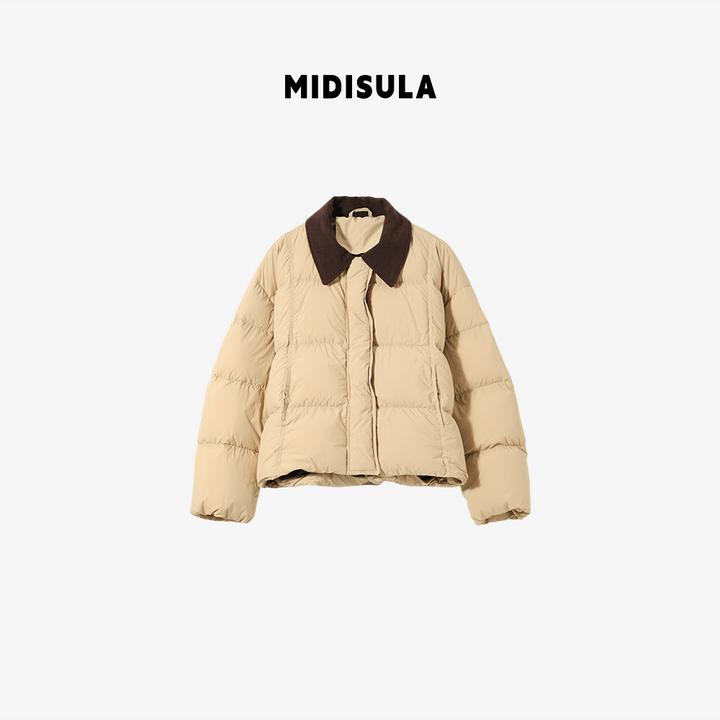 MDSL·韩式翻领宽松显瘦拼色保暖鹅绒服外套02187