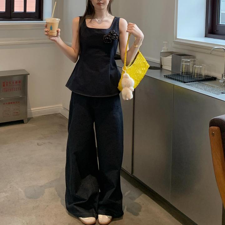 牛仔吊带背心女夏2025新款复古两件套修身显瘦叠穿无袖短款上衣