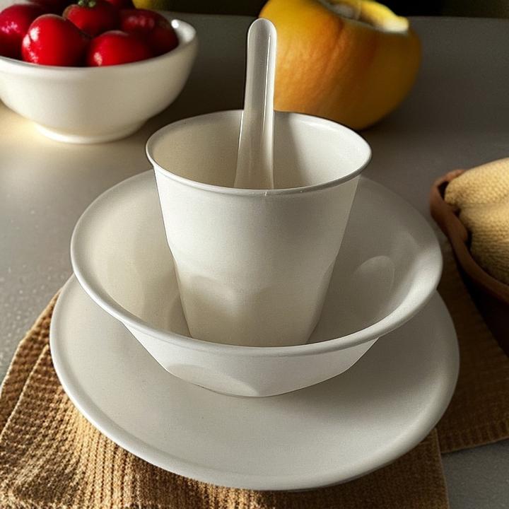 稻壳一次性环保手工餐具家用杯碟加厚简约盘子勺子饭碗杯子茶杯