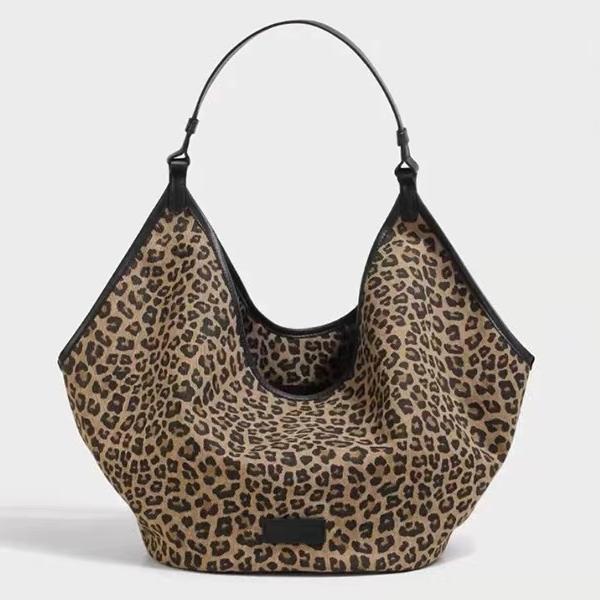 豹纹大容量托特包女2025新款复古腋下包韩版慵懒风通勤百搭单肩包