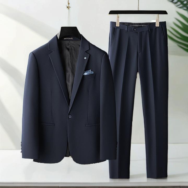 男士单排扣商务休闲职业正装西服套装修身免烫新郎结婚西装三件套