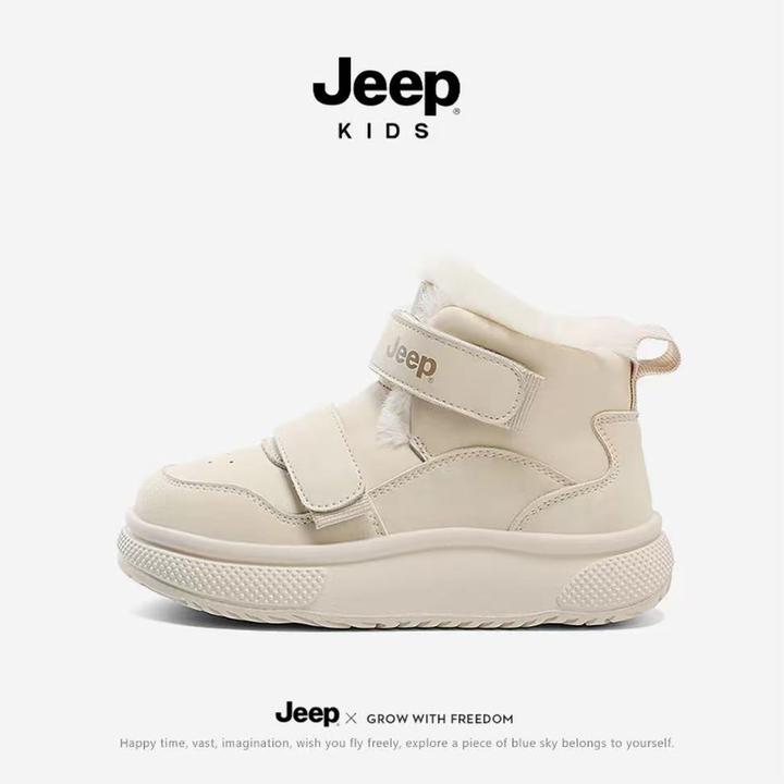 jeep儿童运动鞋冬季中大童加绒防滑棉鞋男女童户外防水雪地靴鞋
