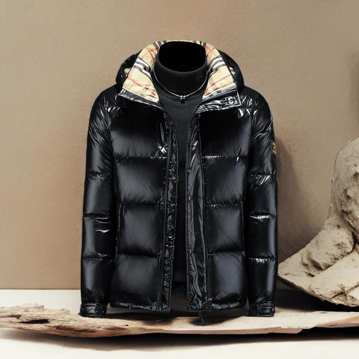 诺顿雷斯亮面羽绒服男士痞帅连帽羽绒衣服加厚短款冬季防寒服外套