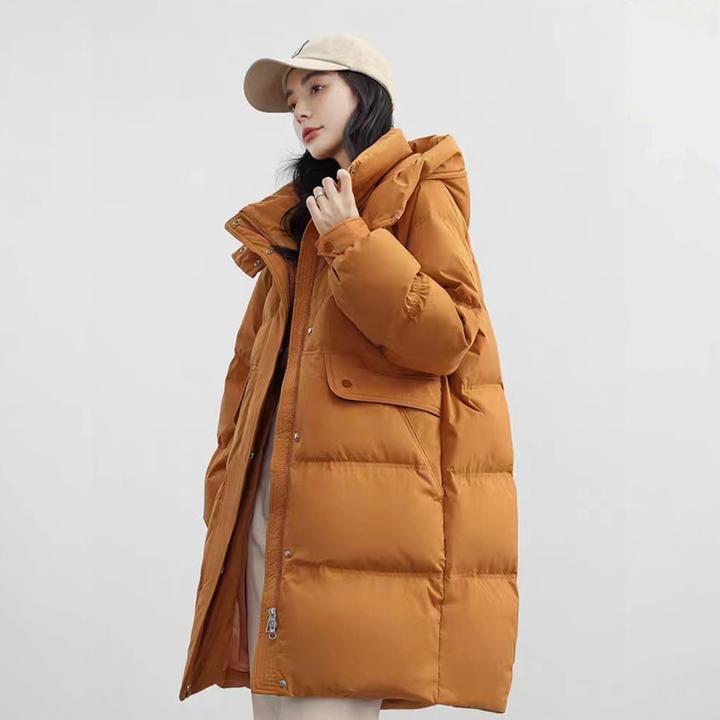 玛古芭冬季羽绒服女中长款显瘦减龄斗篷时尚休闲外套宽松加厚保暖