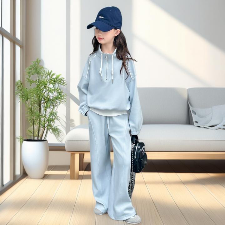 女童套装春秋季节2025新款儿童洋气长袖卫衣女童裤子两件套中大童