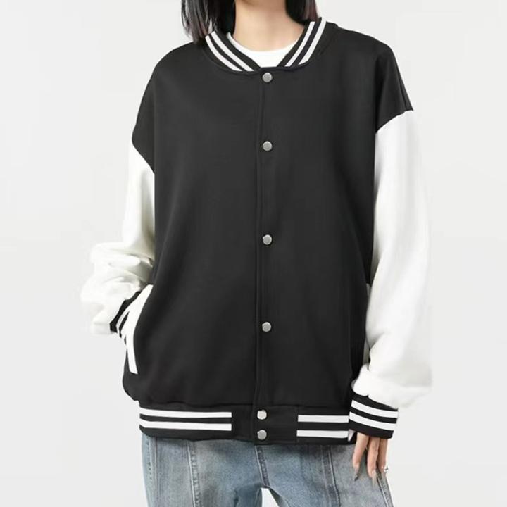 加大码300斤美式简约纯色基础版棒球服男女秋冬新款宽松夹克外套