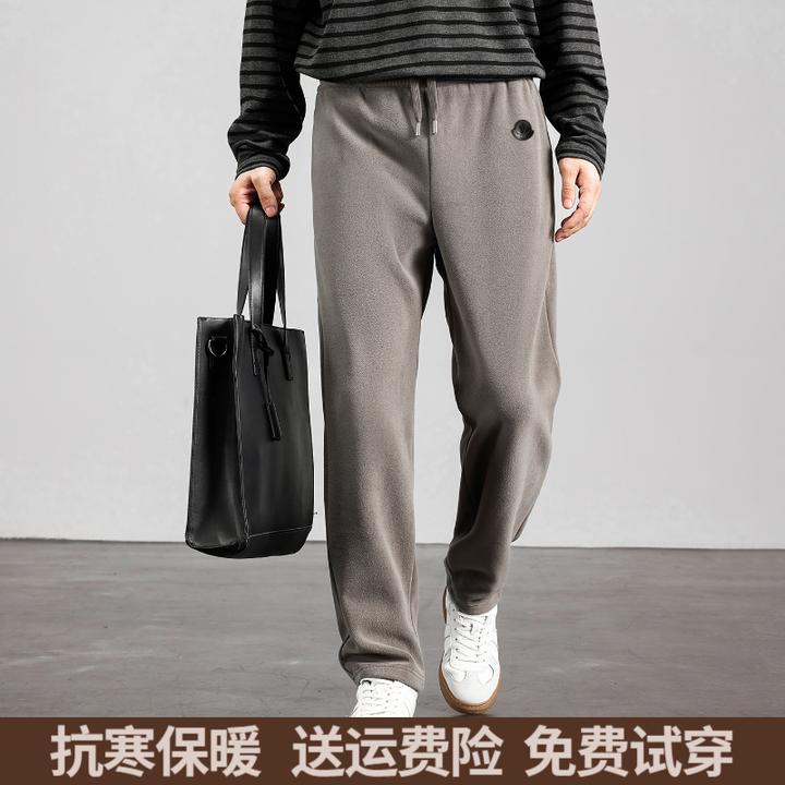 【撤柜款】冬季加绒休闲裤男士绵羊毛奥粒绒直筒裤加厚保暖抗寒长裤