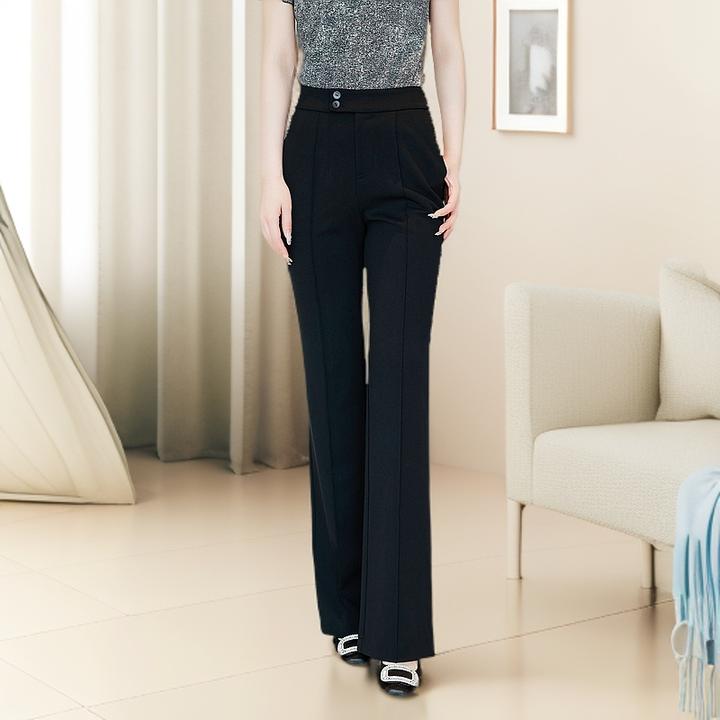 哥弟女装秋季新款显瘦气质通勤黑色高腰窄版阔腿裤直筒裤子110027