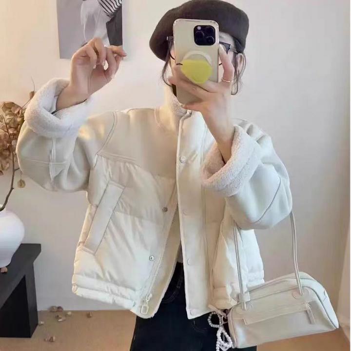 众和梦9430短款棉服外套女冬拼接皮毛一体小个子上衣