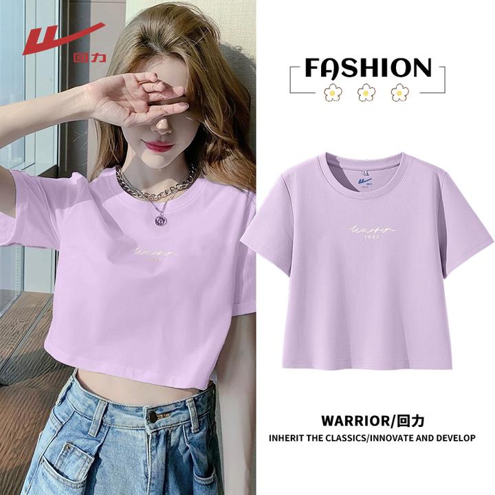 Warrior/回力短款正肩短袖t恤女夏季爆款纯棉小个子洋气衣服女