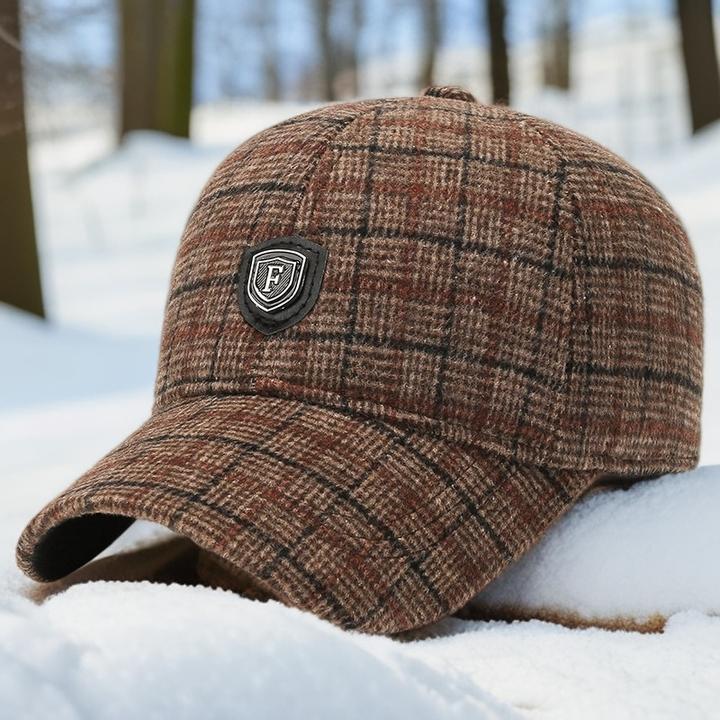 保暖帽子冬季新款老年人棒球帽中年帽子男加厚冬天棒球帽护耳帽