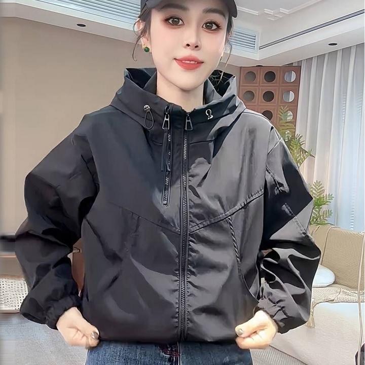 2502双拉链春款连帽休闲外套（衣长63左右）