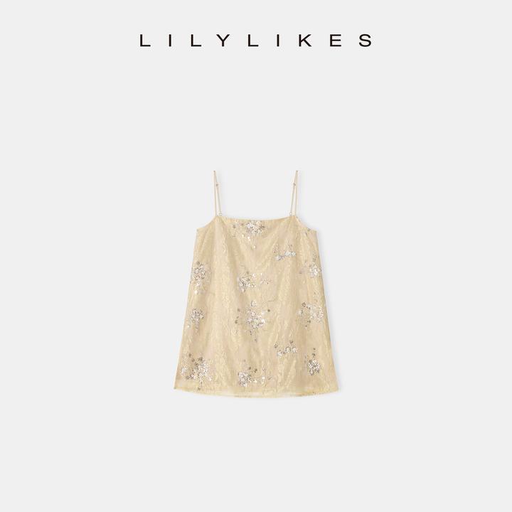 【LILYLIKES】新国风穿搭修身珠片内搭吊带 重工珠片绣花人丝吊带