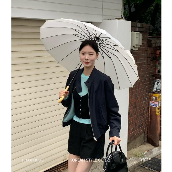 DH OFFICIAL 大花【秀场蓝调 jacket】秋韩系双色立领工装宽松夹克