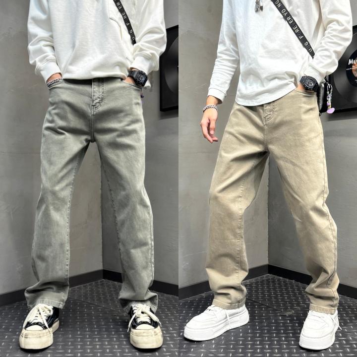 复古做旧休闲百搭牛仔裤高街风日常通勤痞帅男装潮流宽松修身裤子