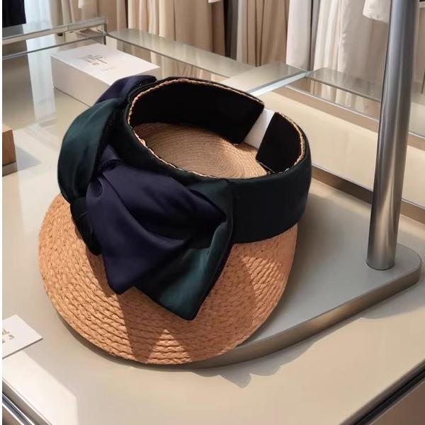 英国【轻奢】Cosp Kosp 休闲双层撞色蝴蝶结草编百搭空顶帽防晒帽子