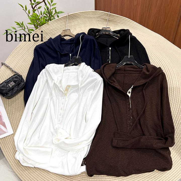 必魅休闲打底衫女装长袖运动卫衣常规秋季连帽55001纯色减龄上衣