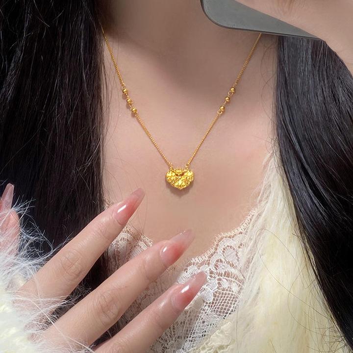 铜合金项链 夏季颈链锦鲤黄金色项链平安锁气质首饰轻奢锁包女款