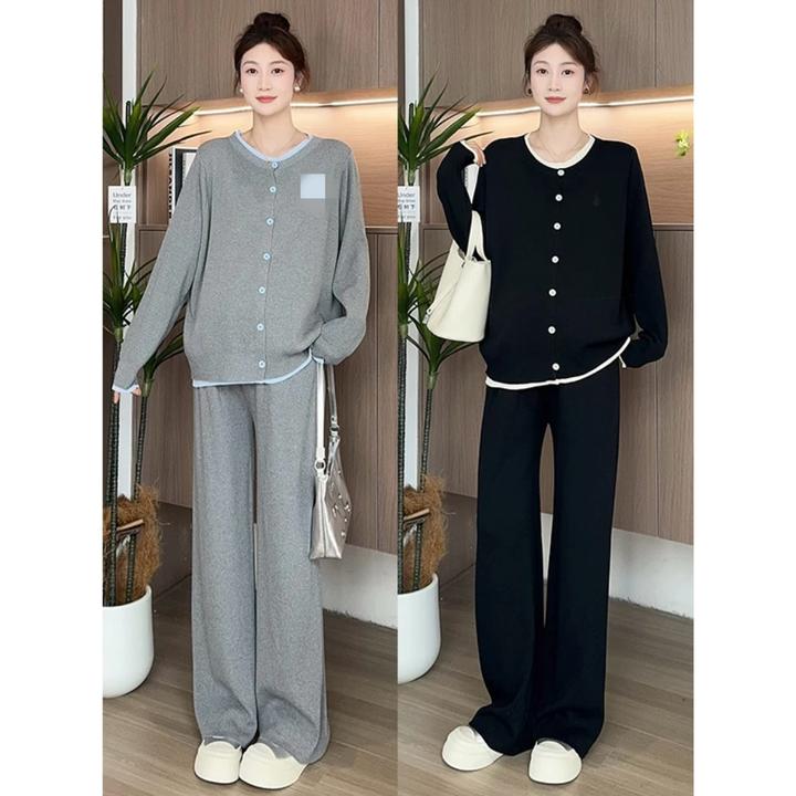 孕妇装2025新款韩版假两件针织衫上衣春夏拼接冰丝套装宽松外套