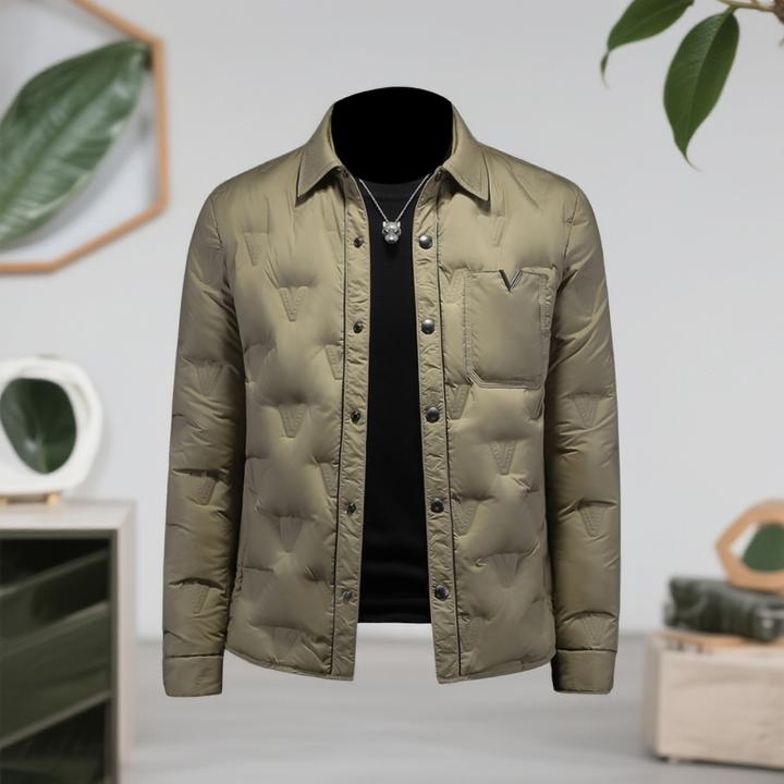 维斯克纳衬衫领羽绒服男士冬季新款商务休闲保暖白鸭绒防寒外套潮