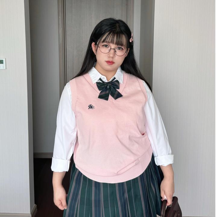 200斤大码针织马甲老头套衫叠穿显白学院风日系百搭jk胖校供180斤