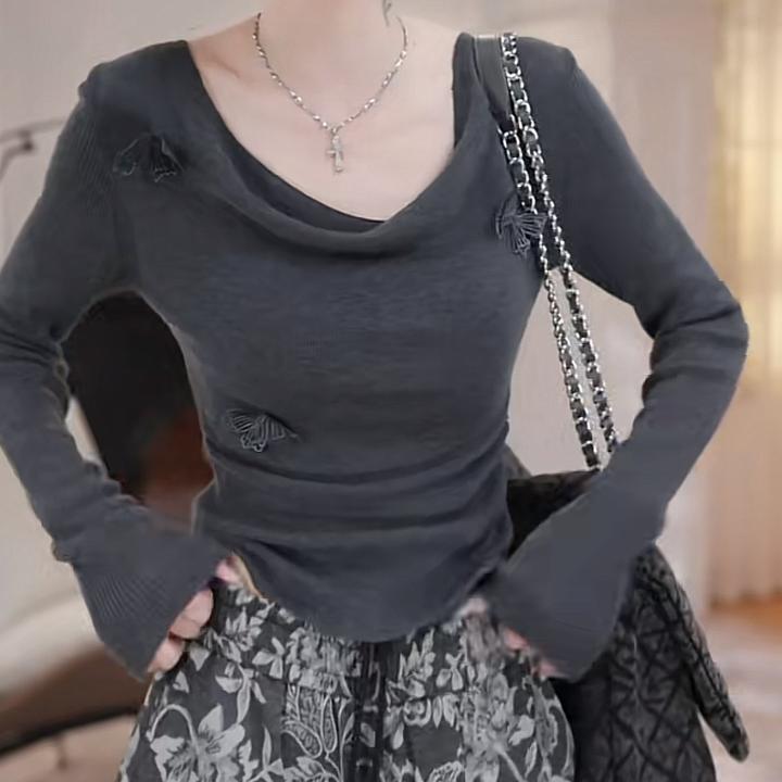 百搭简约修身显瘦针织衫打底衫2025新款春气质时尚纯色长袖上衣