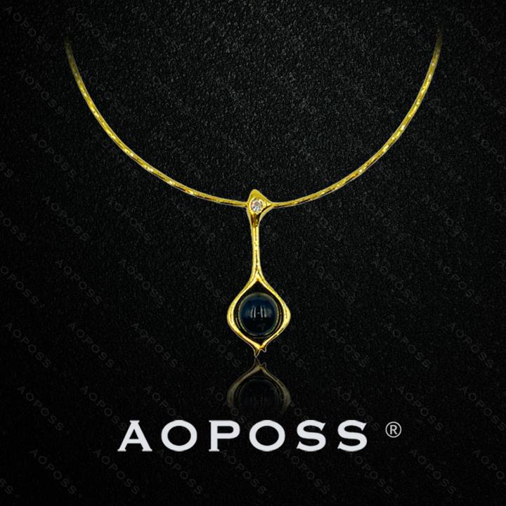 AOPOSS白姿 镀K金[金钥匙]项链女款原创设计小众黑金钥匙坠链