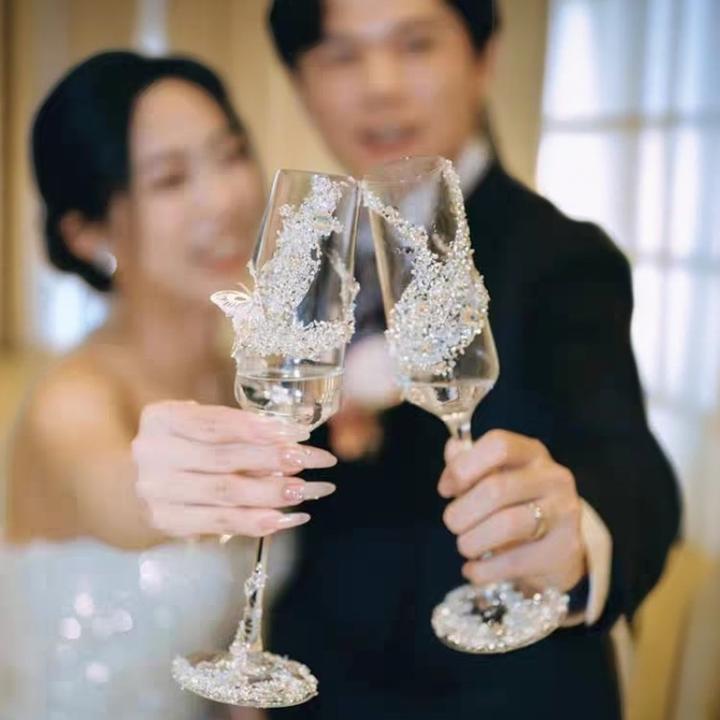 特别的新婚礼物送新人送闺蜜高级感结婚敬酒杯diy手工材料包一对