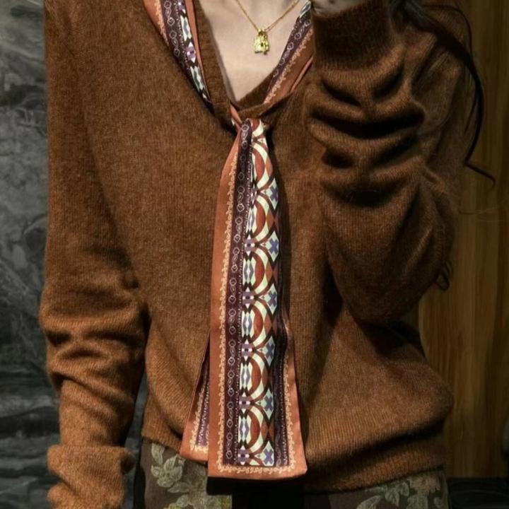 咖色毛衣女早秋氛围感高端时髦洋气小香风巨好看轻熟气质针织上衣