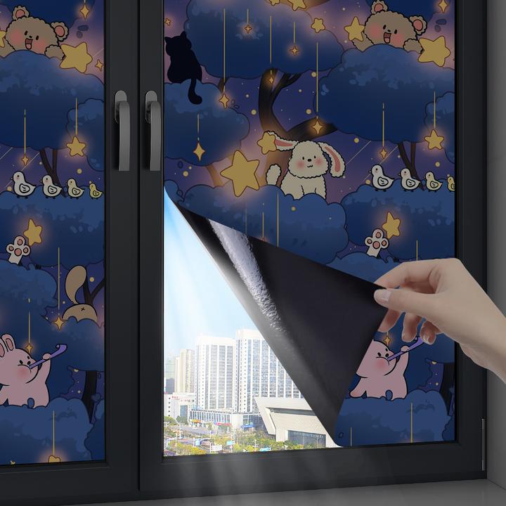 窗户全遮光贴纸不透光窗贴防晒隔热膜静电玻璃贴防窥防走光贴膜纸