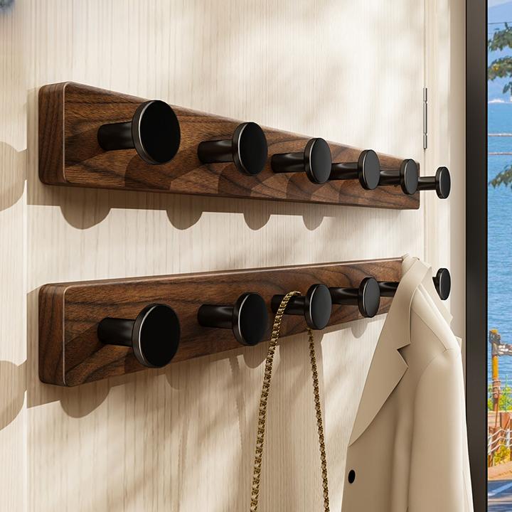 胡桃木挂钩试衣间免打孔入户门后挂衣架墙上壁挂玄关衣服帽挂衣钩