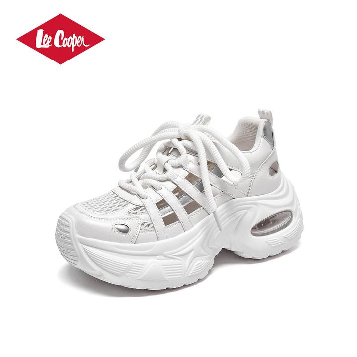 LEE COOPER厚底增高老爹鞋女2025夏季网面镂空气垫运动鞋跑步鞋