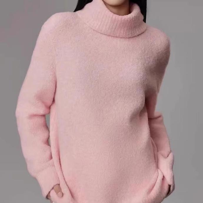 职业阿玛诗官哥家专柜2025春秋新款时尚高领宽松羊毛针织衫女纯色