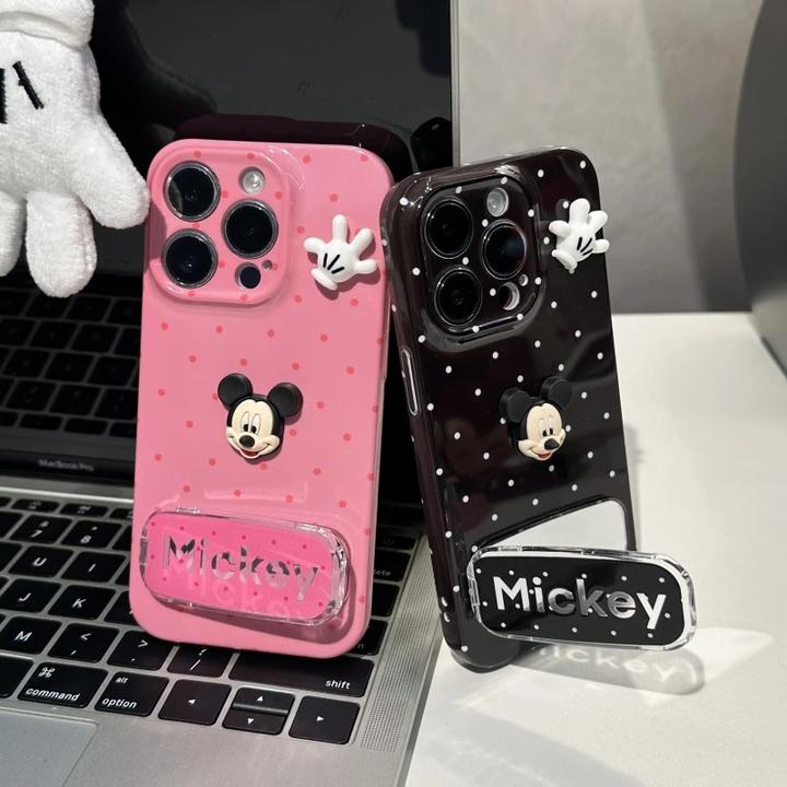 BANCA立体米奇公仔支架适用苹果16菲林手机壳华为vivo小米15oppo