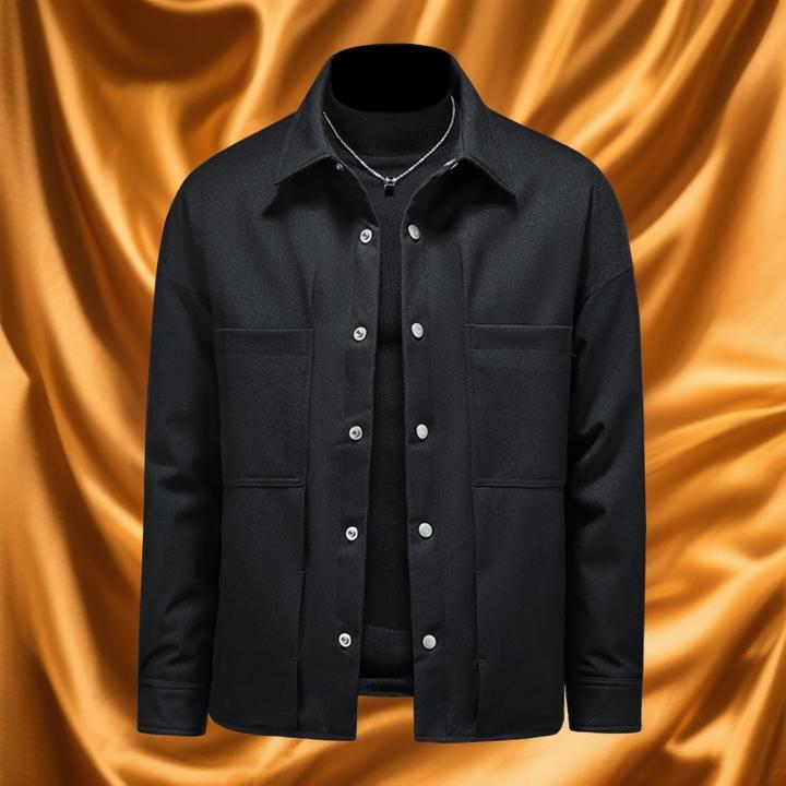 维斯克纳潮牌衬衫领中长款羽绒服男秋冬新款男士时尚休闲厚外套潮