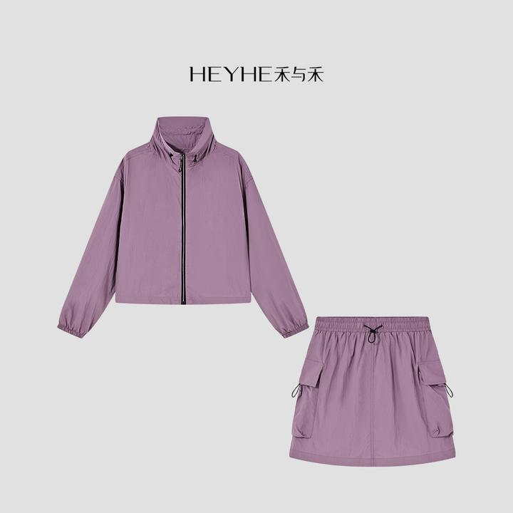 小禾【漫游者】轻薄透气纸皱肌理感运动风防晒套装25DWJ189