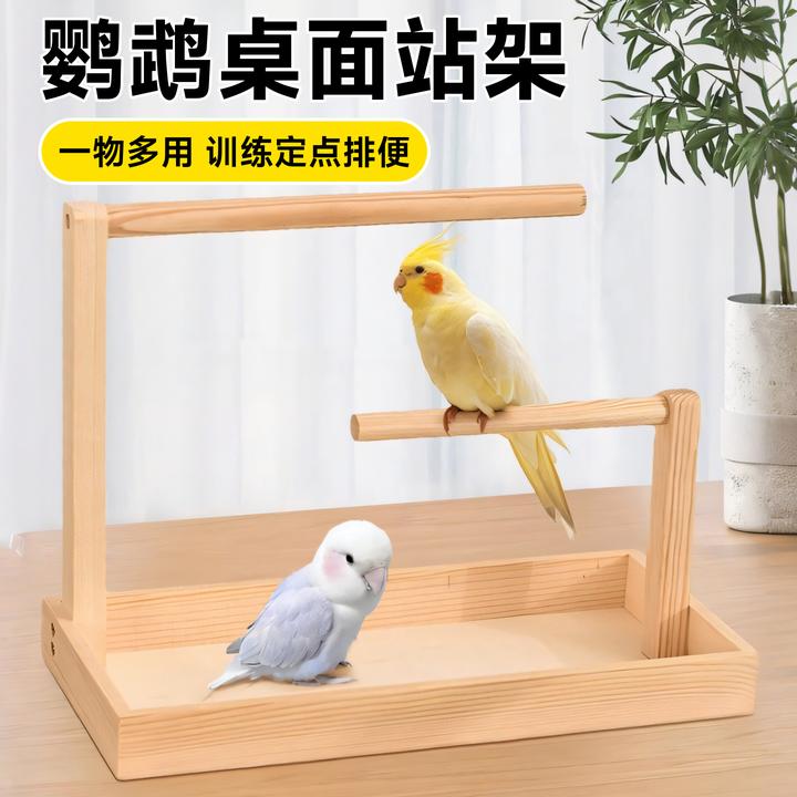 鹦鹉站杆定点排便拉屎神器鸟架站台接粪托盘虎皮鹦鹉专用桌面站架