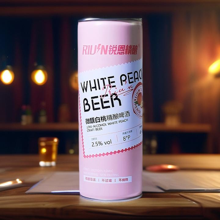 1L装正品锐恩精酿微醺白桃原浆酒啤酒精度2.5％vol麦汁浓度8°P