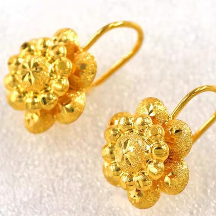 铜合金耳饰 耳饰新款太阳花耳环女士耳勾时尚金色圆花形耳坠小众