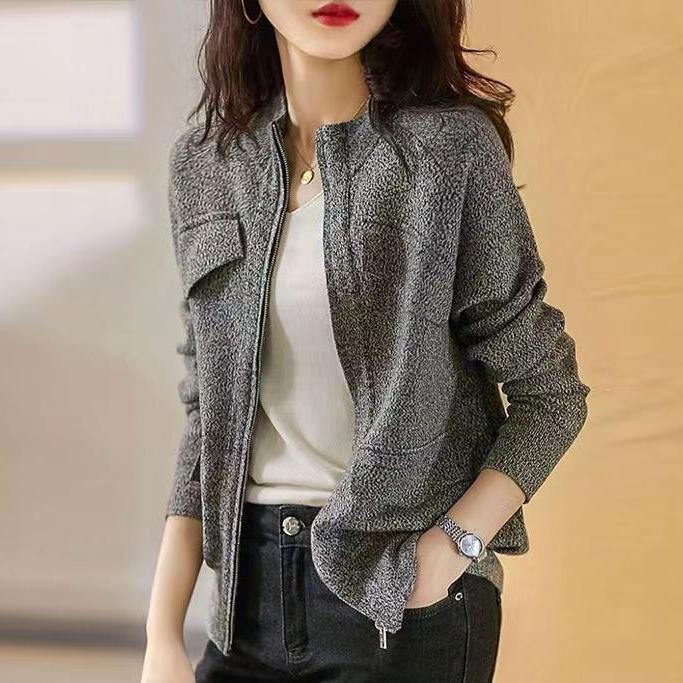 职业阿玛诗官2025春秋新款时尚立领休闲百搭拉链长袖